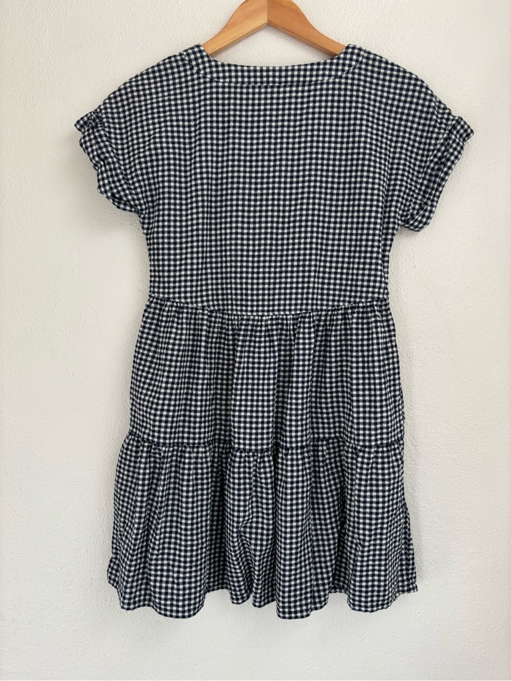 Madewell | Blue & White Gingham Button-Front Tiered Mini Dress - Picture 3 of 5